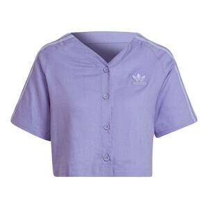 Adidas Cropped Linen Blend Baseball Tee– Lilac / Lavender – Small